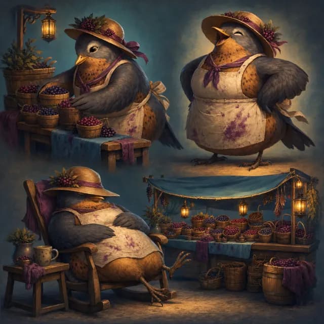 Marla the berry-stand owner at her market stall